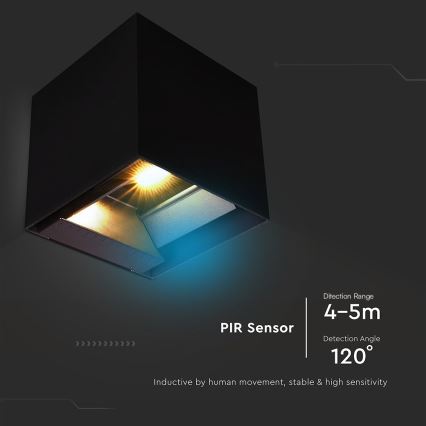 LED Solarna lampa ścienna z czujnikiem LED/9W/3,7V 3000/4000/5000K 2600 mAh IP65 czarna