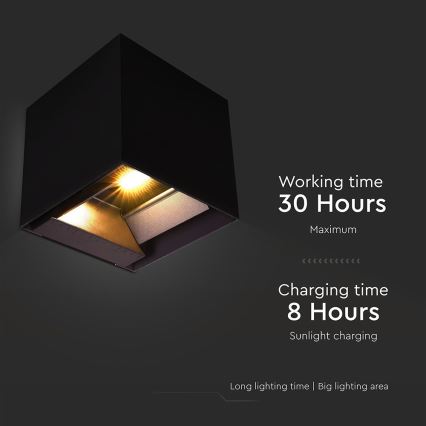 LED Solarna lampa ścienna z czujnikiem LED/9W/3,7V 3000/4000/5000K 2600 mAh IP65 czarna