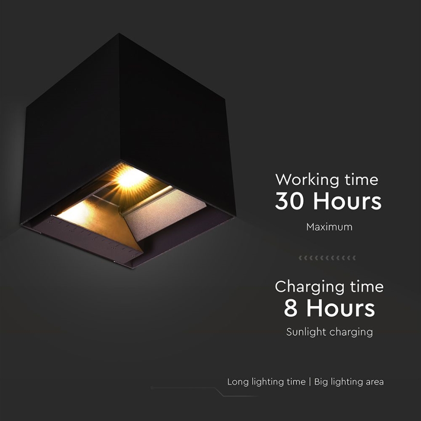 LED Solarna lampa ścienna z czujnikiem LED/9W/3,7V 3000/4000/5000K 2600 mAh IP65 czarna