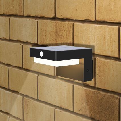 LED Solarna lampa ścienna z czujnikiem MALI LED/4,5W/3,7V 2000 mAh IP44 czarna