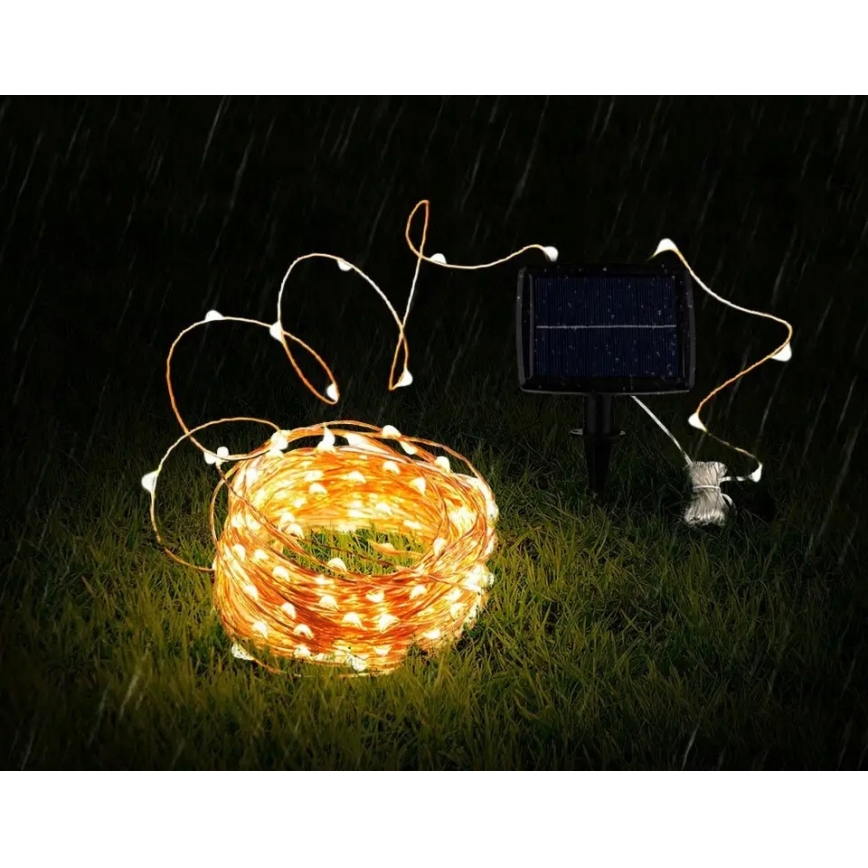 LED solarny łańcuch dekoracyjny 100xLED/1,2V 800 mAh 7 m IP44 czarny