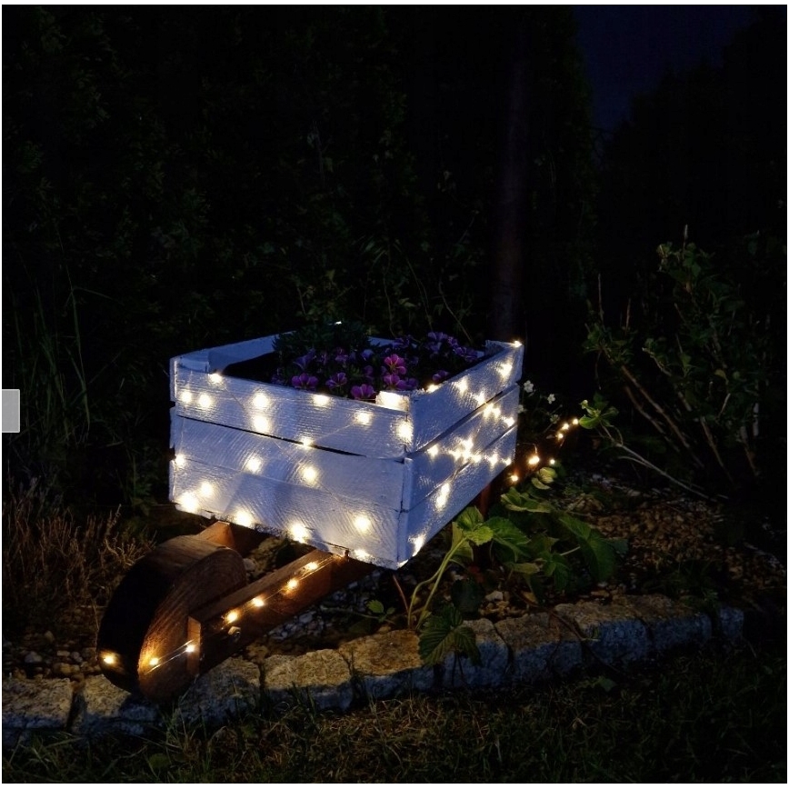 LED solarny łańcuch dekoracyjny 100xLED/1,2V 800 mAh 7 m IP44 czarny
