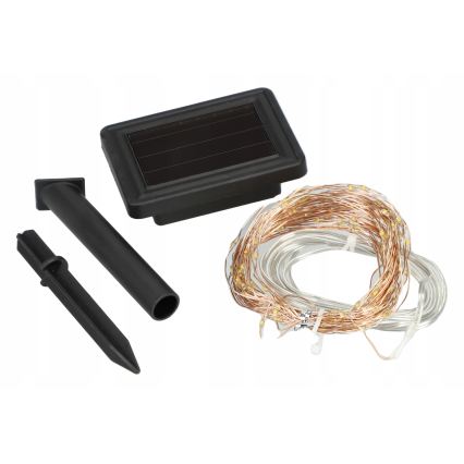 LED solarny łańcuch dekoracyjny 100xLED/1,2V 800 mAh 7 m IP44 czarny
