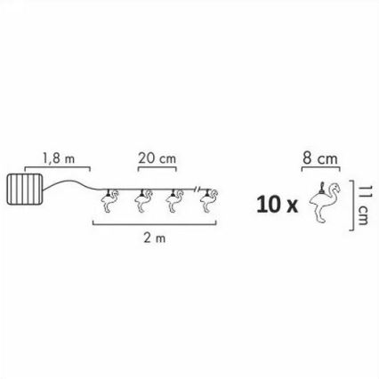 LED Solarny łańcuch ozdobny 10xLED 3,8 IP44 flaming