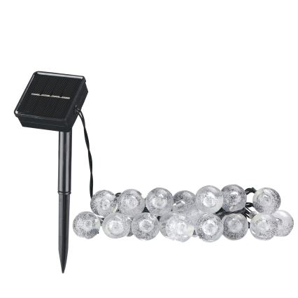 LED Solarny łańcuch ozdobny BUBBLE GLASS 20xLED/8 funkcji 4,85 m 600 mAh IP44 ciepła biel