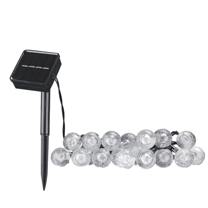 LED Solarny łańcuch ozdobny BUBBLE GLASS 20xLED/8 funkcji 4,85 m 600 mAh IP44 ciepła biel
