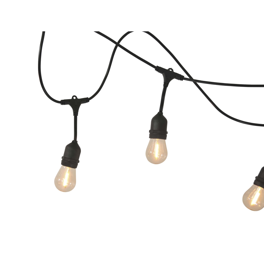 LED Ściemnialny solarny łańcuch zewnętrzny PARTY 10xE27/3,7V 1800 mAh 10 m IP44 + zdalne sterowanie