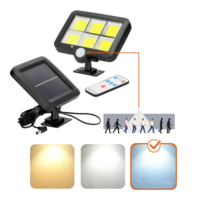 LED Solarny naświetlacz z czujnikiem LED/1,5W/3,7V 6000K IP44 1200 mAh