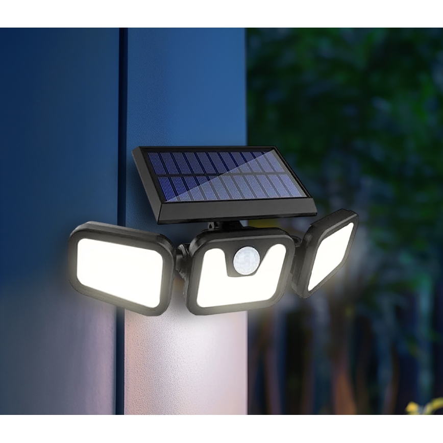 LED Solarny naświetlacz z czujnikiem LED/1,5W/3,7V 6000K IP44 2400 mAh
