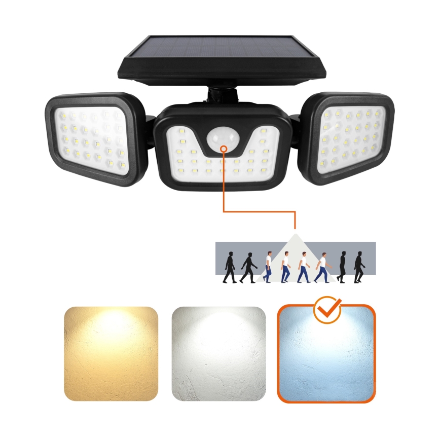 LED Solarny naświetlacz z czujnikiem LED/1,5W/3,7V 6000K IP44 2400 mAh
