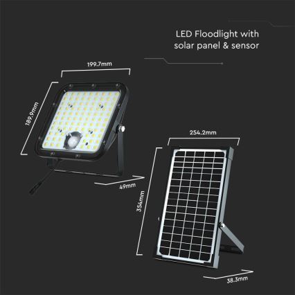 LED Solarny naświetlacz z czujnikiem LED/30W/6,4V 4000K 6000 mAh + zdalne sterowanie