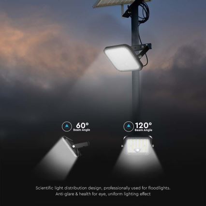 LED Solarny naświetlacz z czujnikiem LED/30W/6,4V 6400K 6000 mAh + zdalne sterowanie