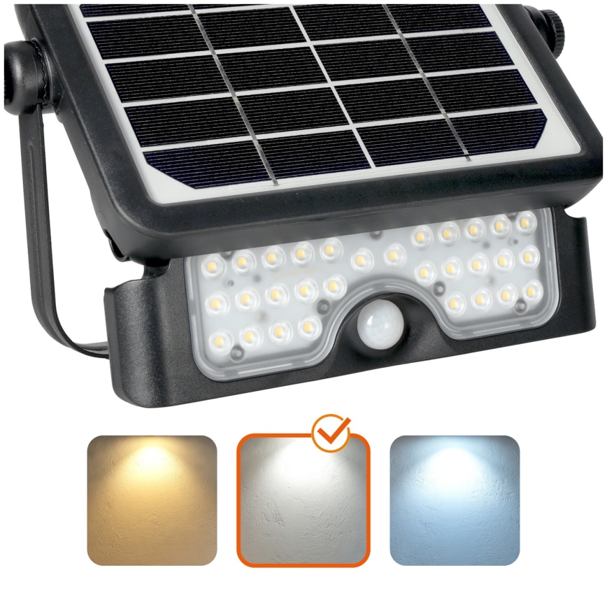 LED Solarny naświetlacz z czujnikiem LED/5W/3,7V 4000K IP65 3000 mAh