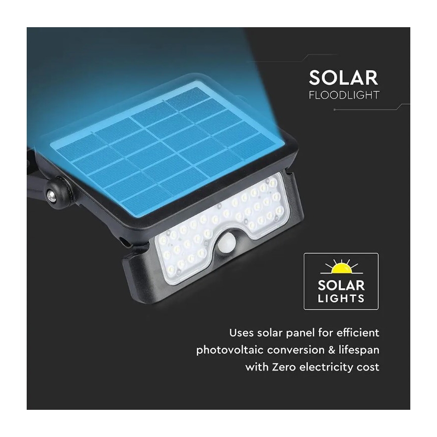 LED Solarny naświetlacz z czujnikiem LED/5W/3,7V IP65 4000K 3000 mAh