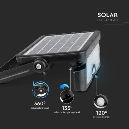 LED Solarny naświetlacz z czujnikiem LED/5W/3,7V IP65 4000K 3000 mAh