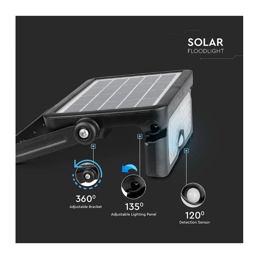 LED Solarny naświetlacz z czujnikiem LED/5W/3,7V IP65 4000K 3000 mAh