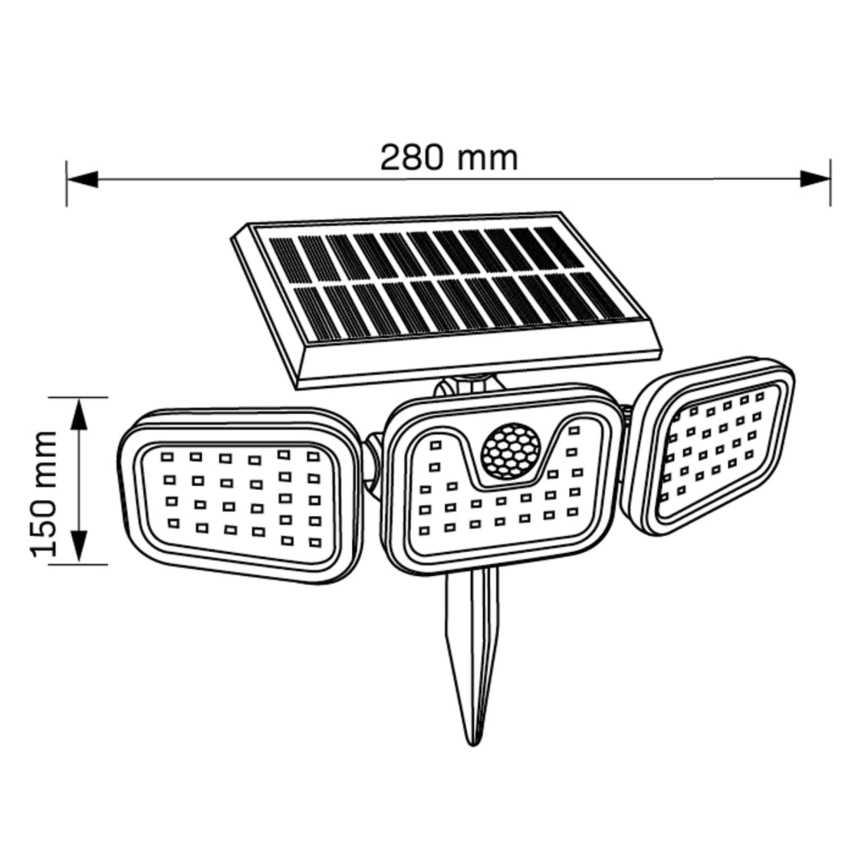 LED Solarny naświetlacz z czujnikiem TRIO LED/0,6W/3,7V 1200 mAh IP44