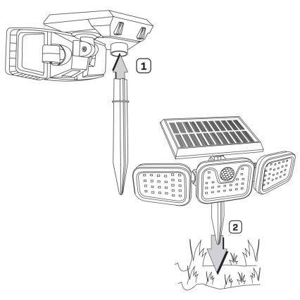 LED Solarny naświetlacz z czujnikiem TRIO LED/0,6W/3,7V 1200 mAh IP44