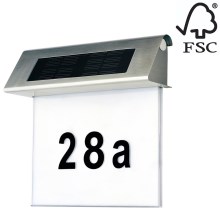 LED Solarny numer domu LED/2x0,07W/2,4V IP44 - certyfikat FSC