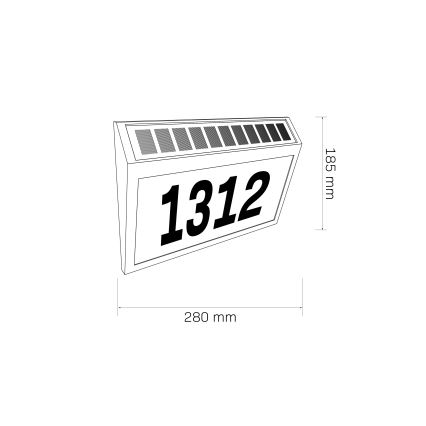 LED Solarny numer domu NUMERO LED/3,7V 6000K 1200 mAh IP44 czarny