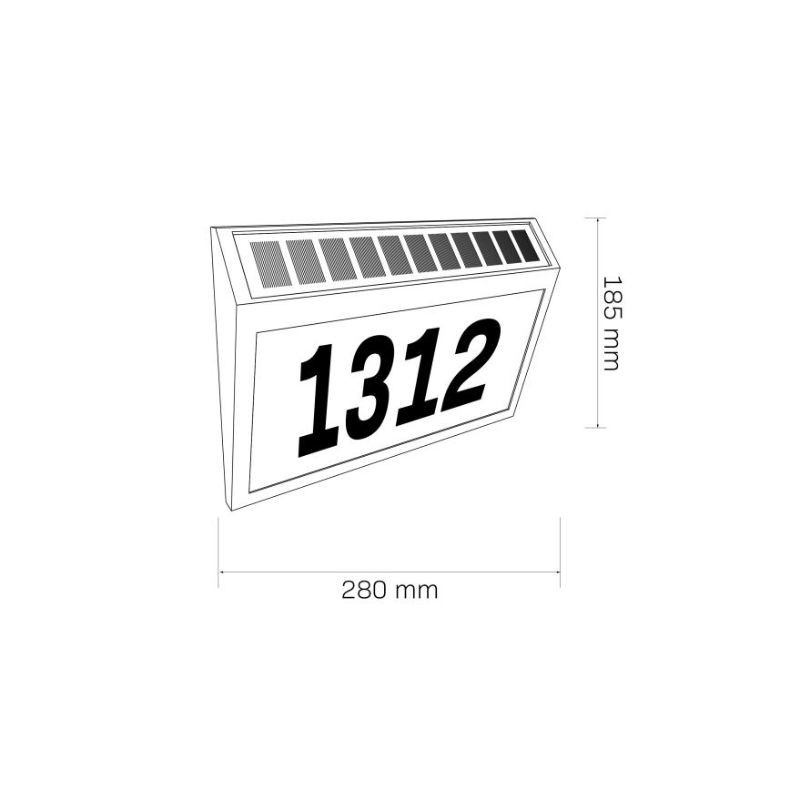 LED Solarny numer domu NUMERO LED/3,7V 6000K 1200 mAh IP44 czarny