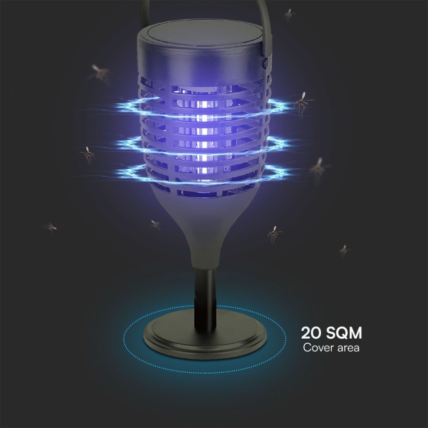 LED Solarny pułapka na owady 3w1 LED/1,3W/3,7V IP24 20 m² 2200 mAh