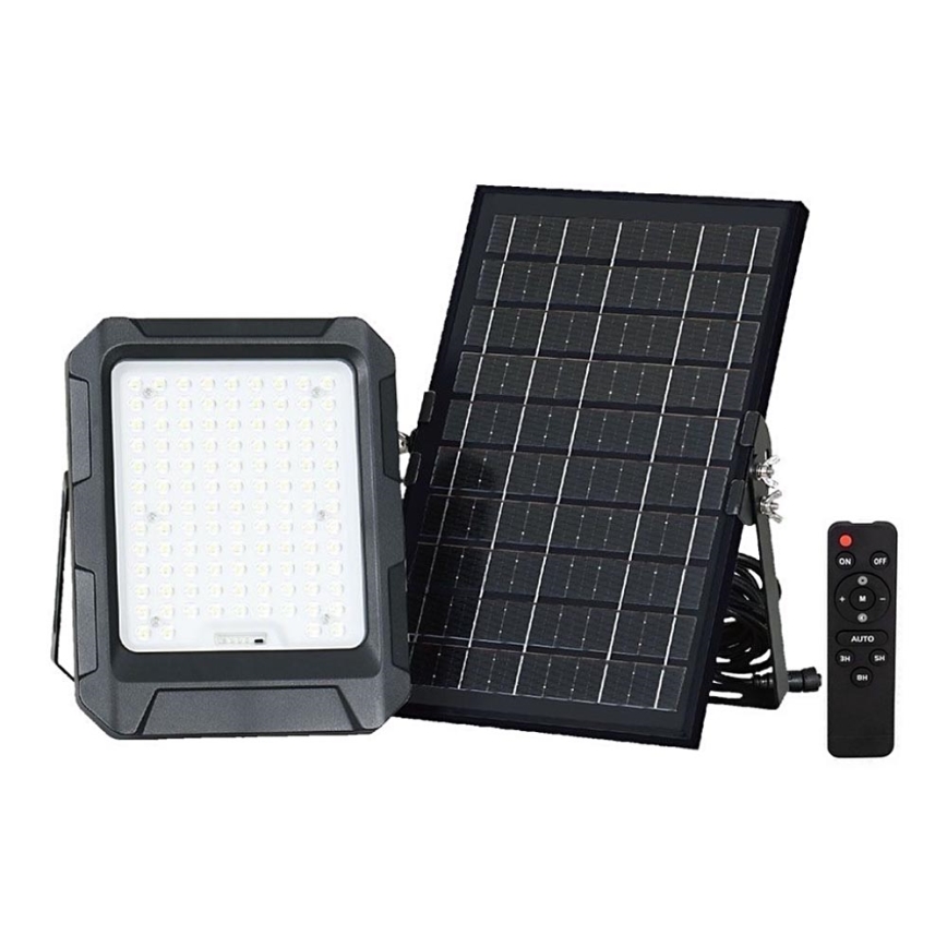 LED Solarny reflektor LED/10W/3,7V IP65 4000K 8000 mAh czarny + zdalne sterowanie