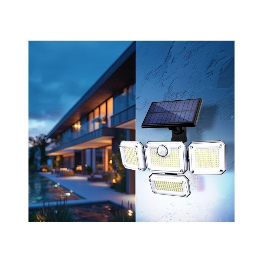 Solarny reflektor LED z czujnikiem GLOW LED/2,5W/3,7V 6500K IP44 2400 mAh + pilot zdalnego sterowania
