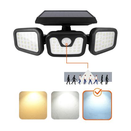 Reflektor solarny LED z czujnikiem LED/1,5W/3,7V 6000K IP44 2400 mAh