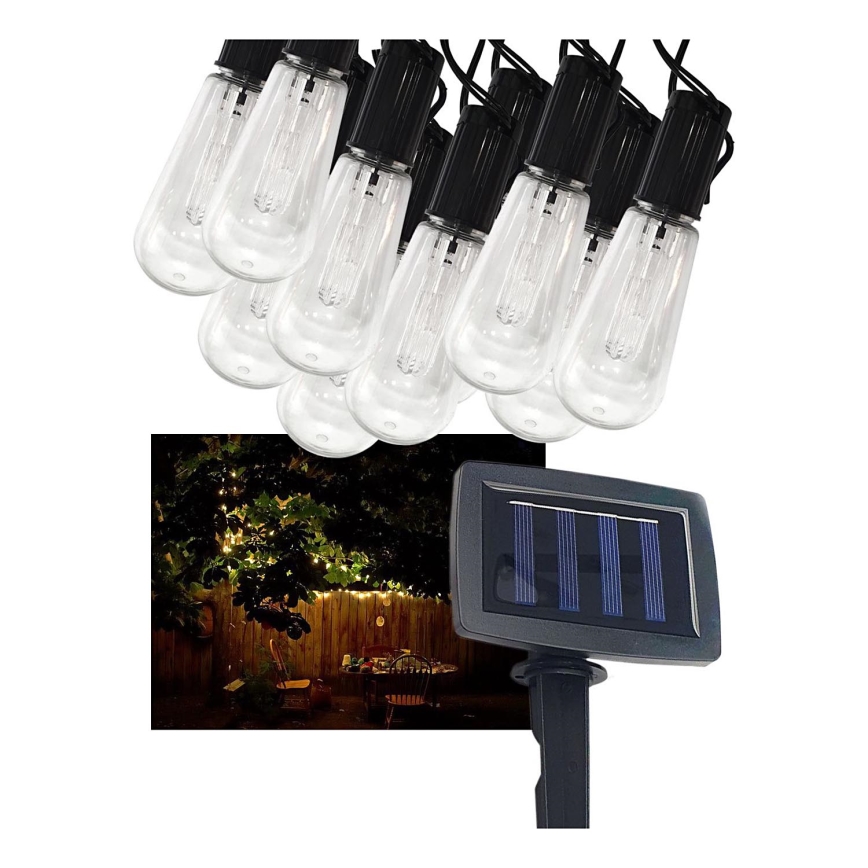 LED Solarny zewnętrzny łańcuch 10xLED/1,2V 300 mAh 2,2 m IP44