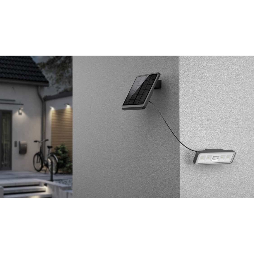 LED Solarny zewnętrzny reflektor z czujnikiem LED/8W/3,7V 2000 mAh IP54 czarny