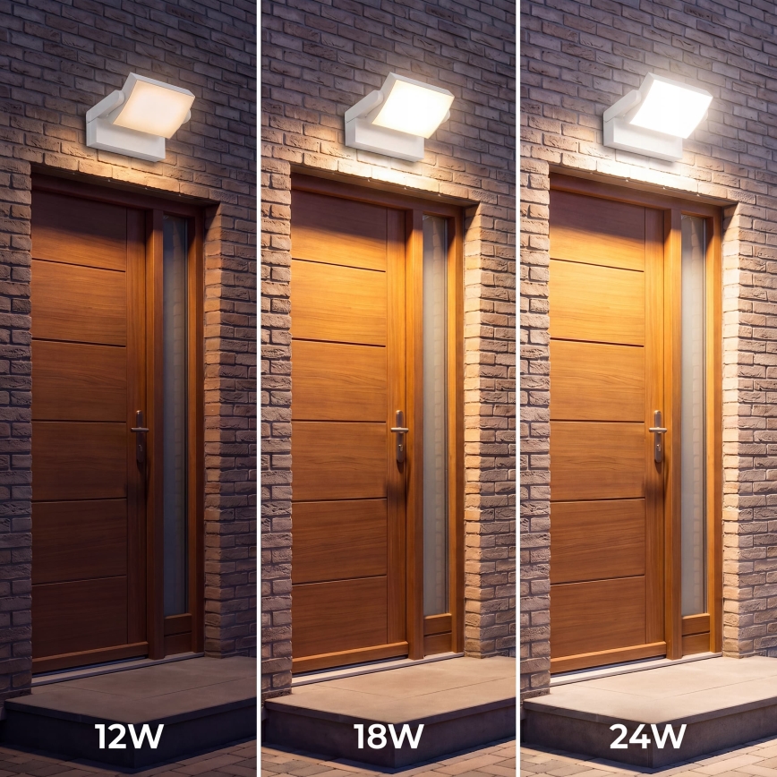 LED ściemnialna zewnętrzna oprawa ścienna LED/12/18/24W/230V 3000/4000/6500K IP54 biała