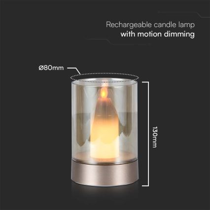 LED Ściemnialna stołowa lampa akumulatorowa LED/2W/5V 3000K 2400 mAh miedź