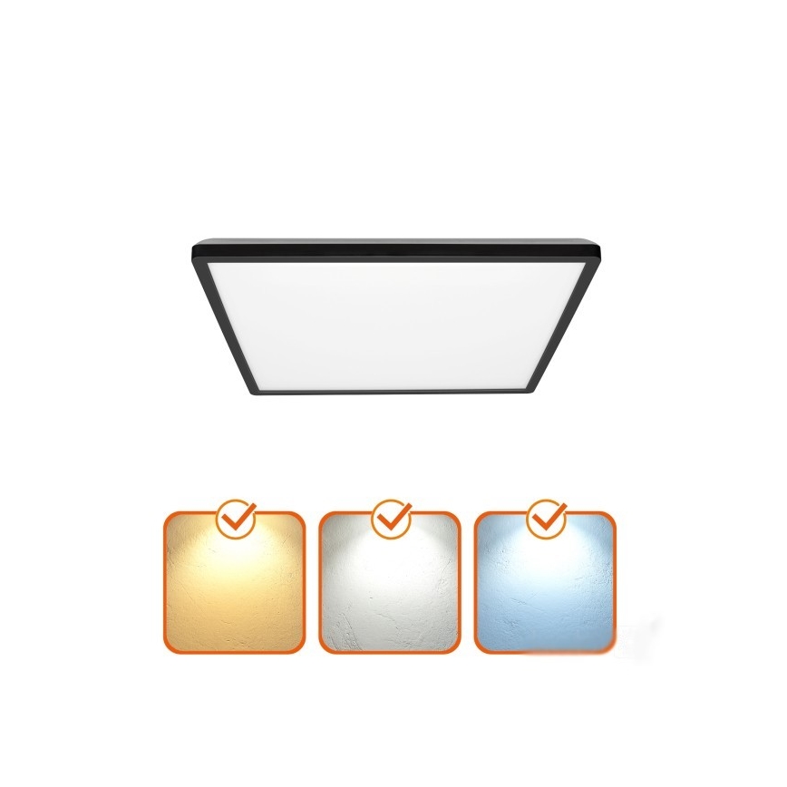 LED Lampa sufitowa do łazienki NIVERA LED/12W/230V IP54 3000/4000/6000K 22,5x22,5 cm czarna