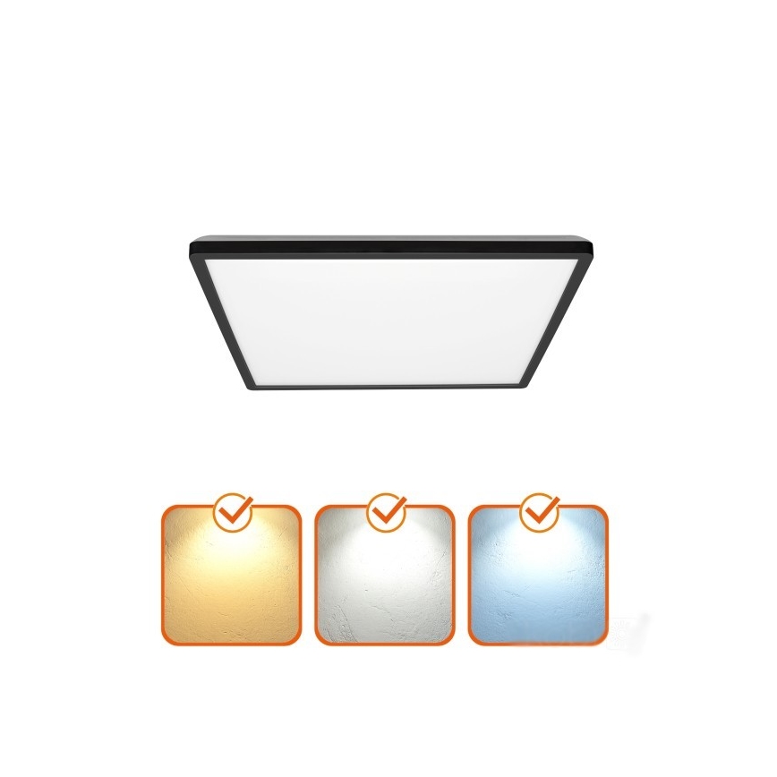 LED Lampa sufitowa do łazienki NIVERA LED/24W/230V IP54 3000/4000/6000K 30x30 cm czarna