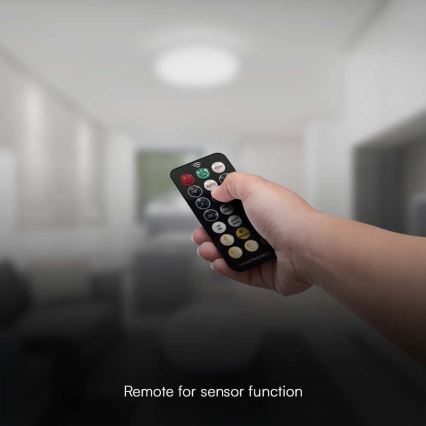 LED Lampa sufitowa do łazienki z czujnikiem SAMSUNG CHIP LED/18W/230V IP44 4000K śr. 29 cm biała + pilot do zdalnego sterowania