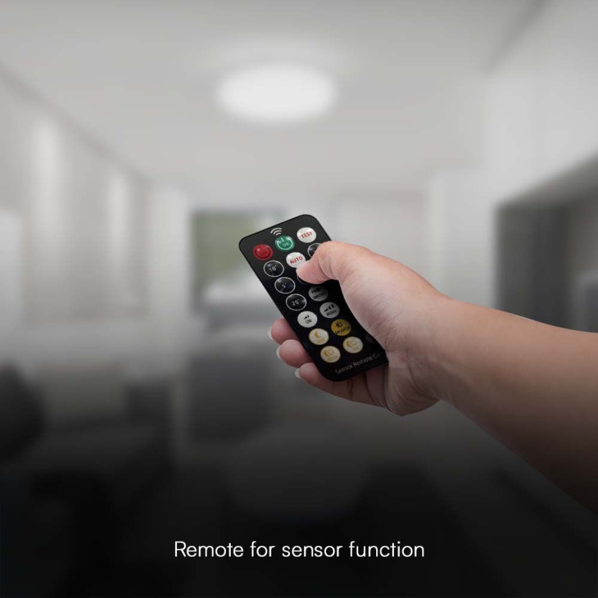 LED Lampa sufitowa do łazienki z czujnikiem SAMSUNG CHIP LED/18W/230V IP44 4000K śr. 29 cm biała + pilot do zdalnego sterowania