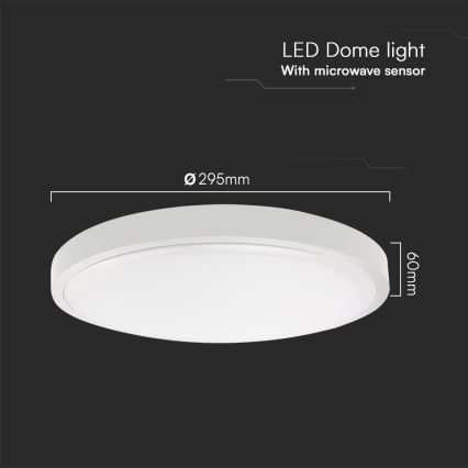 LED Lampa sufitowa do łazienki z czujnikiem SAMSUNG CHIP LED/18W/230V IP44 4000K śr. 29 cm biała + pilot do zdalnego sterowania