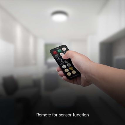 LED Lampa sufitowa do łazienki z czujnikiem LED/36W/230V 4000K IP44 śr. 42 cm czarna + pilot do zdalnego sterowania