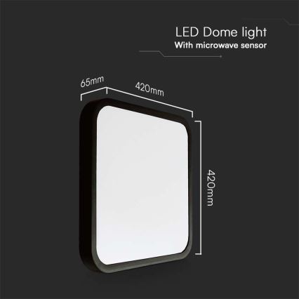 LED Lampa sufitowa do łazienki z czujnikiem LED/36W/230V 4000K IP44 42x42 cm czarna + pilot do zdalnego sterowania