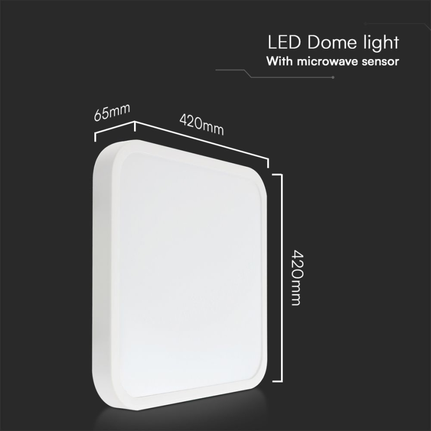LED Lampa sufitowa do łazienki z czujnikiem SAMSUNG CHIP LED/36W/230V IP44 4000K 42x42 cm biała + pilot zdalnego sterowania