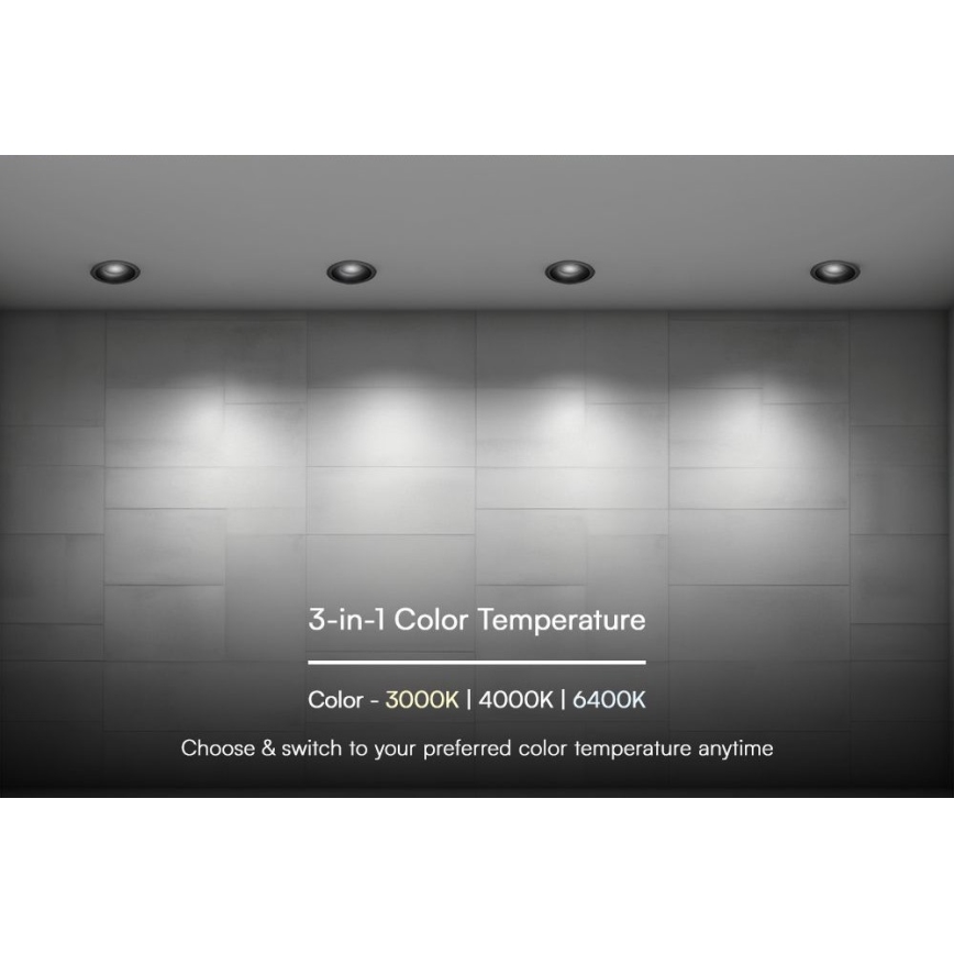 Oprawa sufitowa LED/24W/230V 3000/4000/6400K Ø 13,5 cm czarna