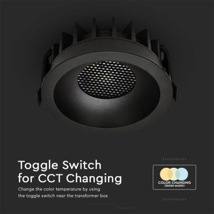 Oprawa sufitowa LED/24W/230V 3000/4000/6400K Ø 13,5 cm czarna
