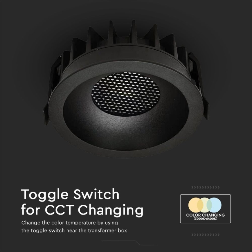 Oprawa sufitowa LED/24W/230V 3000/4000/6400K Ø 13,5 cm czarna