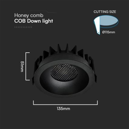 Oprawa sufitowa LED/24W/230V 3000/4000/6400K Ø 13,5 cm czarna