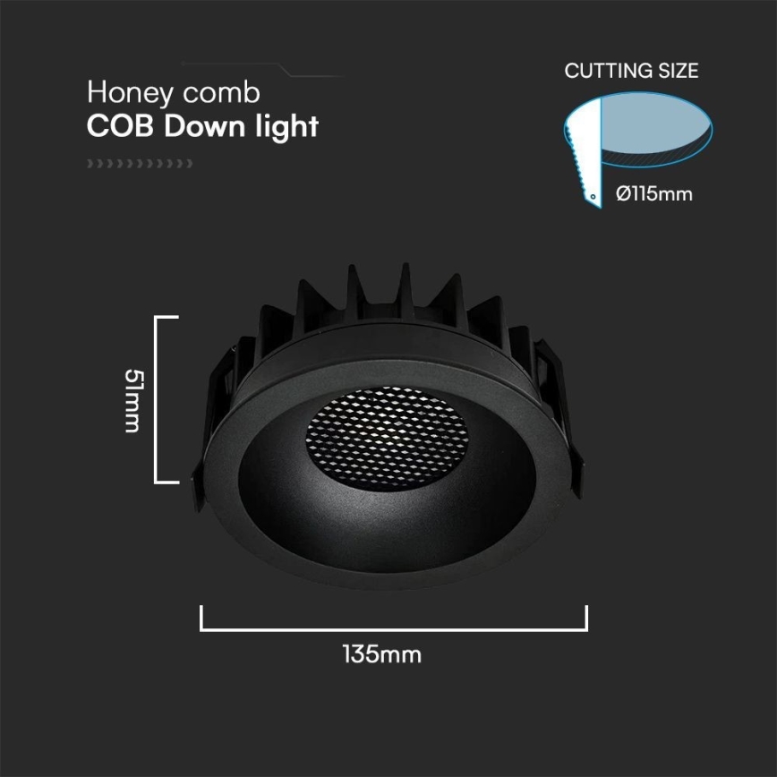 Oprawa sufitowa LED/24W/230V 3000/4000/6400K Ø 13,5 cm czarna