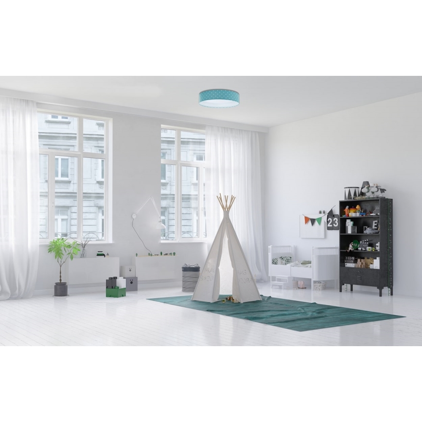 LED Dziecięca lampa sufitowa GALAXY KIDS LED/24W/230V gwiazdki turkusowo-biała