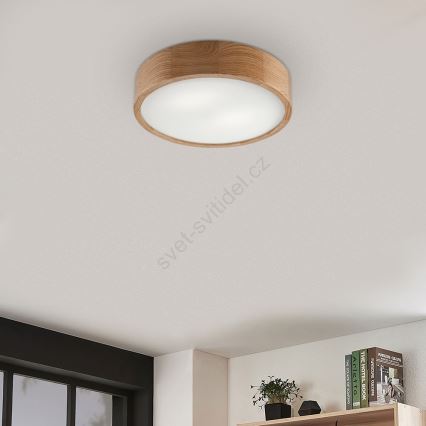LED Lampa sufitowa OAK 2xE27/10W/230V dąb śr. 37 cm