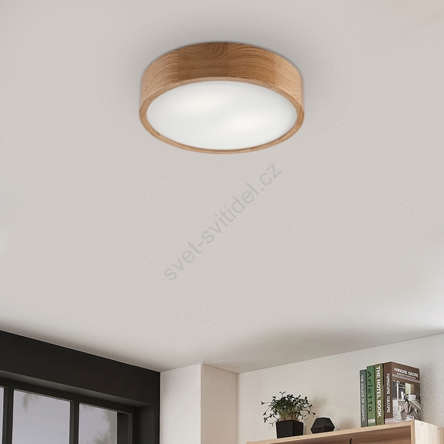 LED Lampa sufitowa OAK 2xE27/10W/230V dąb śr. 37 cm