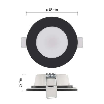 LED Podtynkowe oświetlenie łazienkowe LORI LED/4,5W/230V IP65 2700/4000K śr. 8,5 cm czarne